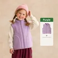 Kids purple fleece vest with standing collar and zipper closure for girls - Purple / 90cm