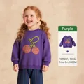 Soft purple cotton sweatshirt for girls with cute cherry embroidery and cozy ribbed cuffs - 90cm / Tops / Purple