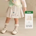 Beige girl's skirt with Chinese style butterfly and cloud embroidery in cotton blend - Size 90 / Beige