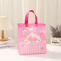 Pink Welcome Baby non-woven gift bag with rainbow prints and sturdy handle - Pink Welcome Baby Style (1004-1) / 29x27x12cm