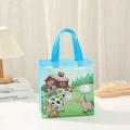 Detail of waterproof non-woven gift bag with blue farm animal cartoon pattern - 29x27x12 / Sky Blue - Barn
