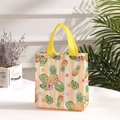 Detail of waterproof non-woven shopping bag with tropical pineapple and floral prints - Pineapple Style (3002-4 Pineapple) / Small (23*22*11)