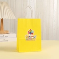 Sac cadeau jaune Happy Birthday avec ballons colorés et poignées tressées blanches - Jaune