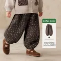 Toddler girl floral bloomers in coffee brown featuring loose fit and elastic ankles - 120 / Fleece Lined Style / Brown Fleece
