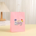 Pink birthday gift bag with white rope handles and colorful balloon design - Pink / H27*L21*W11cm