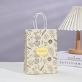 Sac cadeau en papier à motif floral avec Thank You imprimé et anses blanches tressées - Style Plante Beige (201-3)
