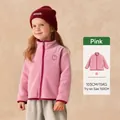 Pink fleece jacket for girls with contrast collar and rabbit embroidery detail - 100cm / Pink