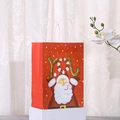 Red Christmas kraft paper gift bag featuring cartoon Santa Claus and white rope handles - Santa and YOU Decoration Style (020-5)