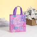 Pink non-woven gift bag with purple daisy heart pattern for Happy Mother's Day - 23*22*11 / Happy Mother Daisy Style (4008-3)
