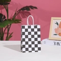 Minimalist black and white checkerboard paper gift bag with sturdy white paper handles - Checkerboard Pattern - Small (73)