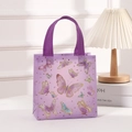 Lila Geschenktüte aus Vliesstoff mit Schmetterlingsdruck und Goldglitzer für Partys - Lila Glitzer Kante Schmetterling Stil (9006-3)