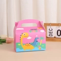 Boîte cadeau en papier rose avec imprimé dinosaure mignon et poignée pratique - Style Dinosaure Rose (A006-4) / Rose