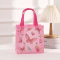 Detailed view of pink butterfly gift bag with gold glitter finish and reinforced handles - Pink Glitter Butterfly Style (9006-7)