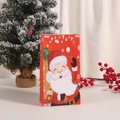 Sacchetto regalo di Natale in carta kraft con design Babbo Natale rosso e fiocchi di neve - Motivo Babbo Natale (826-2)