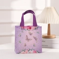 Detailed view of a purple floral butterfly gift bag with sturdy non-woven fabric handles - Purple Gradient Butterfly Rose Style (9006-2)