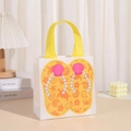 Macro shot of waterproof gift bag with yellow handles and ocean theme summer print - Yellow Ocean Shell Pearl Style (9003-11) / 20x20x9cm