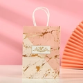 Bolsa de regalo de papel kraft con mármol rosa, puntos dorados y diseño de rosa - Al21*An15*Pr8 / Mármol Rosa Blanco (236-2)