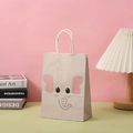 Cartoon elephant kraft paper party bag with white rope handles and cute ears design - 15x11x6
