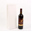 Minimalist white paper wine gift bag with sturdy rope handles for single bottle packaging - White
