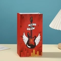Rote Born to Rock Geschenktüte aus Kraftpapier mit E-Gitarre und Musiknoten-Motiv - 24x13x8cm / Rot Rockmusik Thema (817-6)