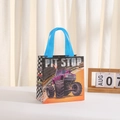 Sacchetto regalo da corsa con stampa monster truck viola e manici blu per compleanni - Stile Monster Truck Viola (9008-3)