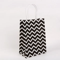 Kraft paper gift bag with black and white wavy pattern and sturdy twisted handles - 21cmx15cmx8cm / Wave Black