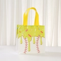 Macro detail of waterproof non-woven shopping bag with creative melting ice cream pattern - Yellow Frosting Baseball Style (9058-4)
