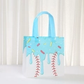 Detail of ice cream themed non-woven gift bag with blue melting texture and baseball stitching - Light Blue Frosting Baseball Style (9058-3)
