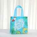 Blue summer pool themed non-woven gift bag with LET'S PLAY print and top handles - Summer Duck And Flamingo Style (9057-5)