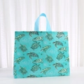 Reusable non-woven shopping bag featuring blue sea turtle and shell patterns - Cyan Sea Turtle Ocean Style Printed (GW1001-2) / 43*33*13cm