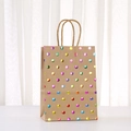 Brown kraft paper gift bag with colorful metallic foil polka dots and handle - Dot / 21x15x8cm