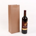 Brown kraft paper single wine gift bag with sturdy woven handle for 750ml bottles - Rose Gold
