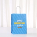 Blue Father's Day gift bag with stripes, glasses, and mustache design on paper bag - Blue Diagonal Stripes Mustache Glasses Style (575-5)