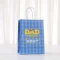 Blue plaid Father's Day paper gift bag with Dad You Are The Best message and handle - Blue Plaid Top Hat Style (575-6)