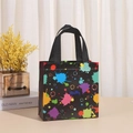 Black non-woven gift bag with vibrant colorful splatter print and sturdy black handles - Multicolor Splatter All-over Style