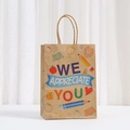 Teacher gift kraft paper bag with WE APPRECIATE YOU print and school icons - We Appreciate You Style (584-4)