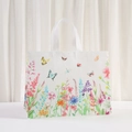 Large capacity non-woven floral tote bag with waterproof film and watercolor patterns - Composite Botanical Style (8011-4)