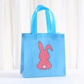 Borsa shopping in tessuto non tessuto blu con stampa coniglio rosa, ideale per Pasqua - 20*20*9 / Blu (9062-4)