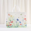 Floral watercolor non-woven shopping tote bag with butterfly print and large capacity - Poppy Style (8011-2)