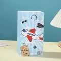 Cartoon aviation themed light blue paper gift bag with airplane and pilot patterns - Cartoon Aviation Passport Style (817-2) / Blue