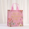 Sacchetto regalo rosa per la festa della mamma con stampe floreali e scritte dorate - Rosa Rosa (5065-3) / 29*27*12
