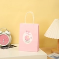 Pink paper gift bag with Baby Girl stroller print and white rope handle detail - Pink Baby Girl Theme (101-2) / 21*15*8