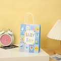 Sac cadeau bleu Baby Boy avec motifs mignons et poignées blanches pour fête - Thème Bébé Garçon Bleu (102-1)