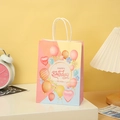 Colorful Happy Birthday kraft paper gift bag with balloon patterns and white woven handles - Three-color Splicing Balloon Style(606-2) / H21*L15*W8CM