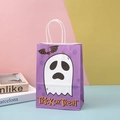 Halloween gift bag in purple featuring a cartoon ghost and Trick or Treat typography - Purple Ghost Style (10)