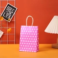 Magenta kraft paper gift bag with white polka dots and twisted rope handles - 15x11x6cm / Rose Pink