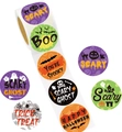Macro detail of Halloween sticker roll with pumpkin, ghost, and bat patterns for gift sealing - G2-1; 2.5cm-500 Patches