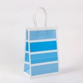 Vertikale Geschenktüte aus weißem Kraftpapier mit blauem Farbverlauf und Kordelgriff - 21cmx15cmx8cm / Blau Verlauf (217-1)