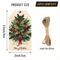 Juego de 48 etiquetas navideñas de acebo con 10m de cuerda de yute natural - Estilo Árbol de Navidad de Acebo (I6-1)