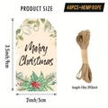 Detalle de etiquetas de regalo Merry Christmas de 9x5cm con cuerda de yute natural de 10m - Estilo de Rama de Pino y Bayas (I6-9)